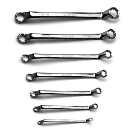 Capri Tools 75-Degree Deep Offset Double Box End Wrench Set, 1/4 1in., SAE, 7-Piece Heavy Duty Canvas Pouch CP11950-7SPK
